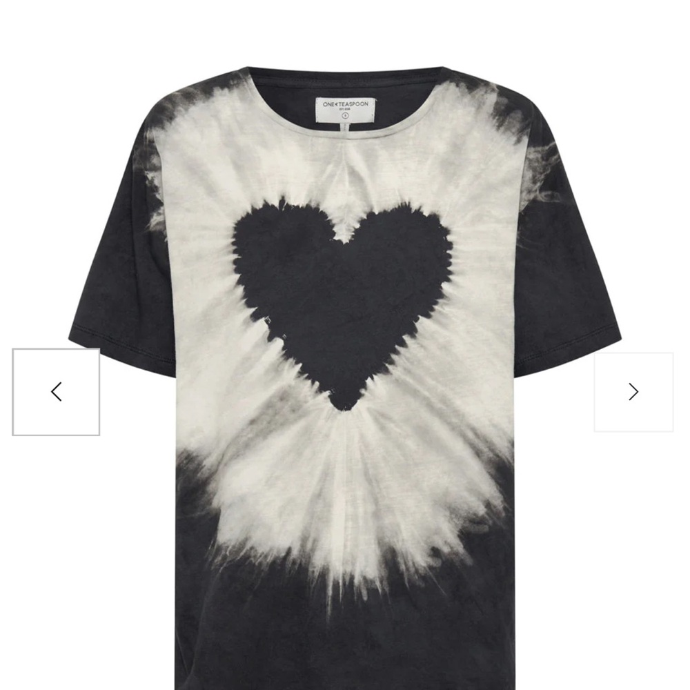 One Teaspoon Black and White Heart Tie-Dye Tee - Picture 2 of 6
